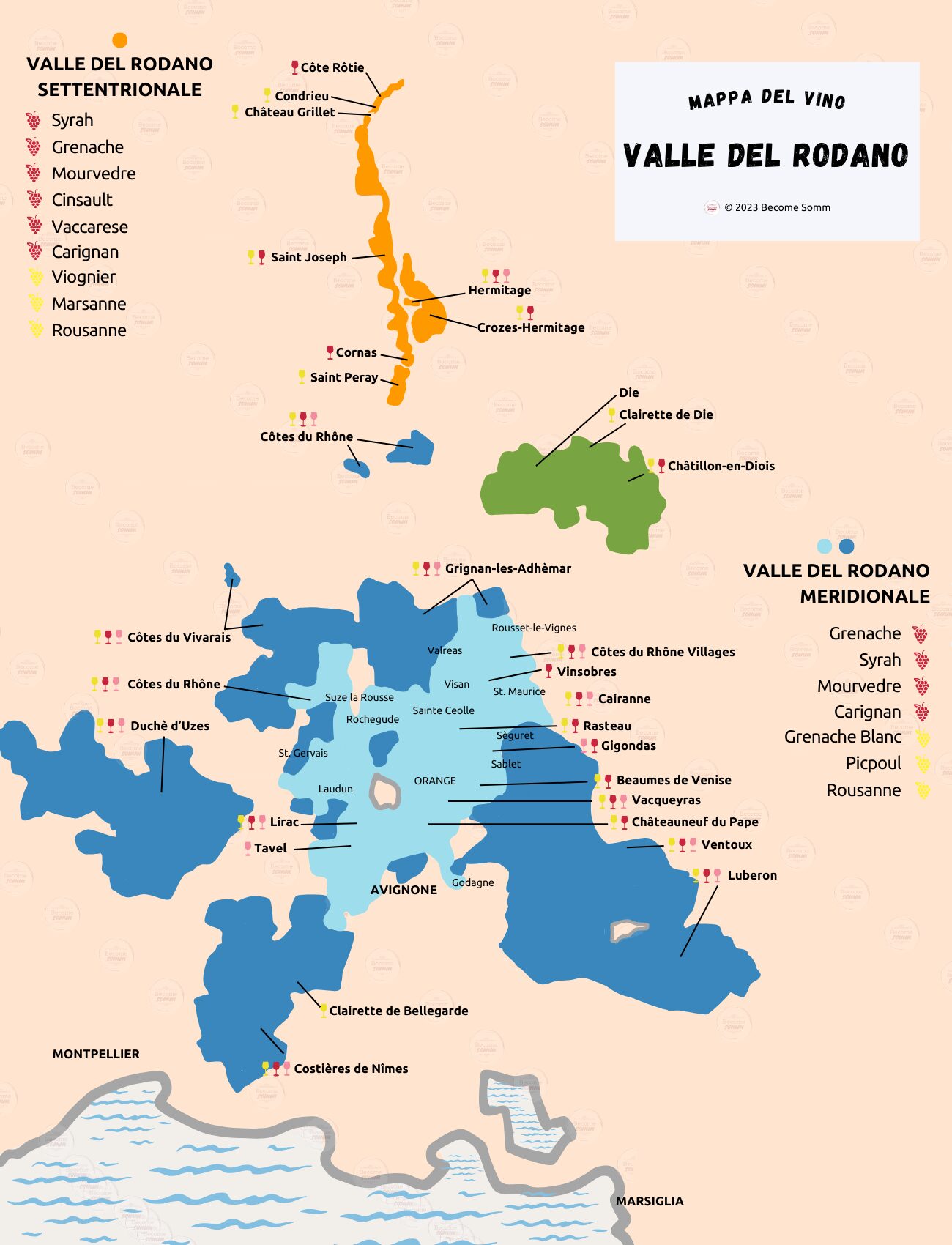 WINE MAP RHÔNE RHONE VALLEY